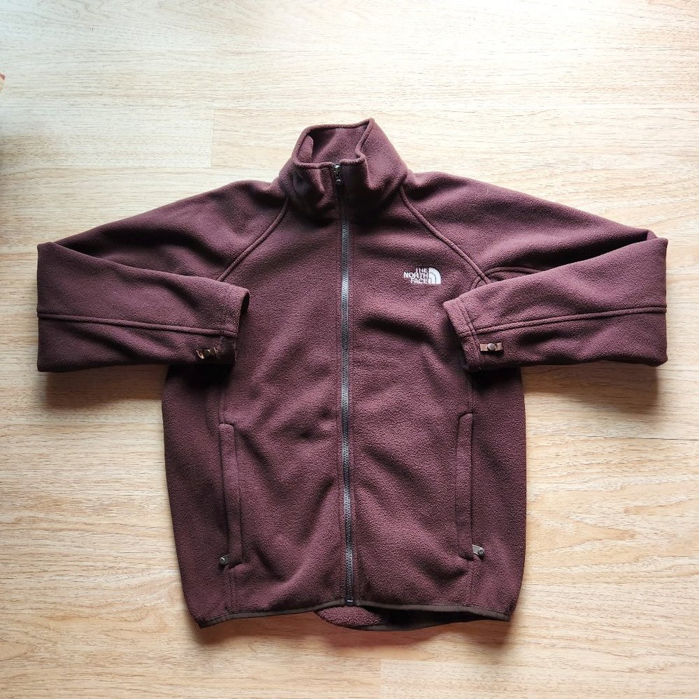 The Nort Face Men's Fleece Jacket Full-Zip Mock Neck Pocket Dark Brown